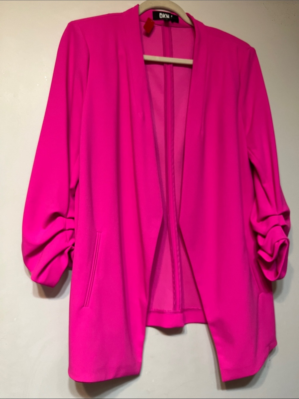 DKNY Brilliant Pink Open-Front Draped Blazer L